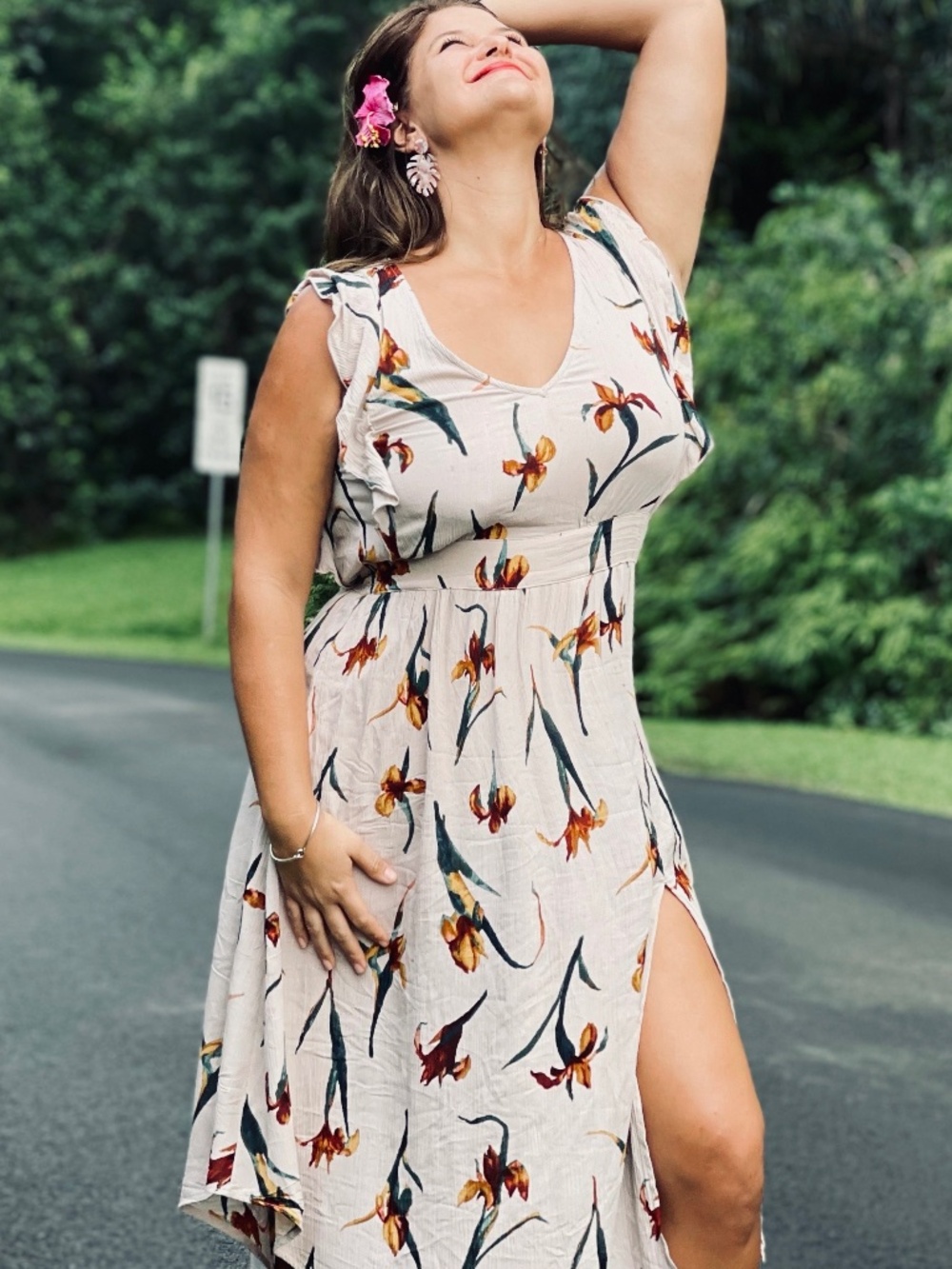 O'Neill XL Tropical Floral Midi Dress with